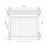 EAST HAMPTON PVC 1800mm W x 1800mm H GATE, 7 year Warranty